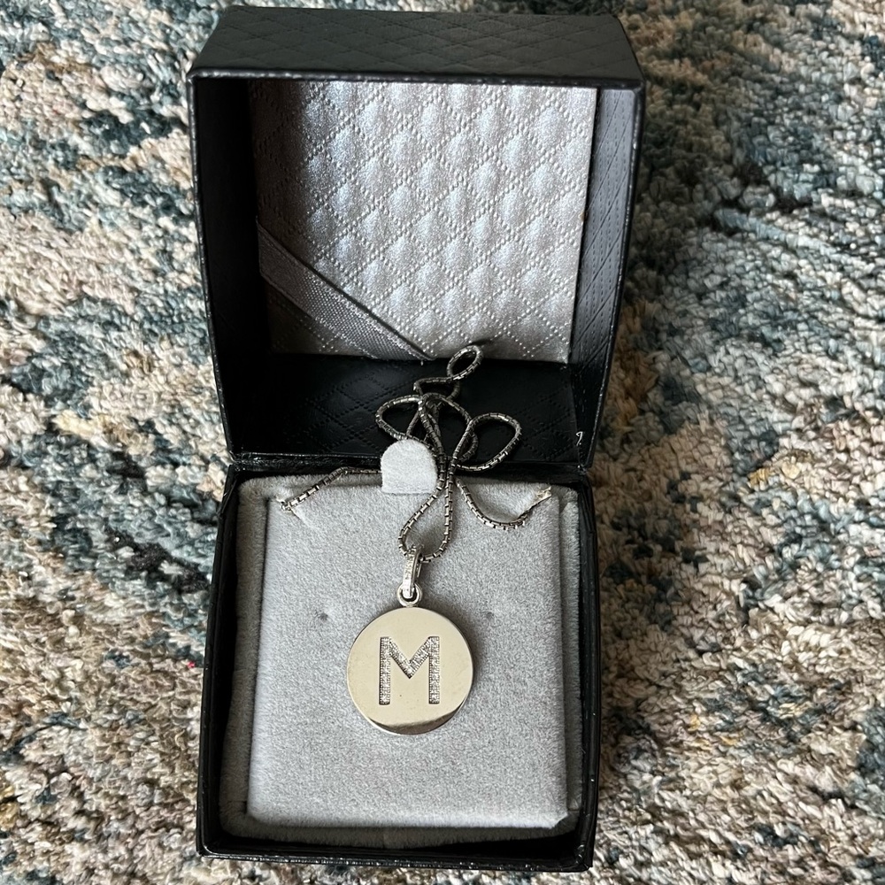 Silver Initial 'M' Pendant Necklace